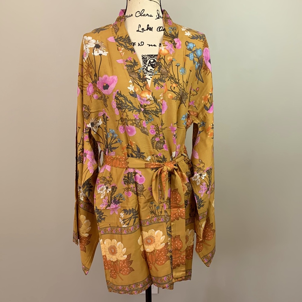 Bohemian Dahlia Floral Kimono Mini Dress - Picture 9 of 12